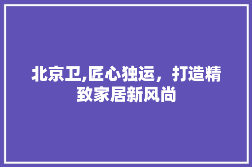 北京卫,匠心独运，打造精致家居新风尚 北京卫,匠心独运，打造精致家居新风尚 装修知识