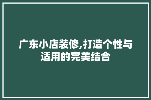 广东小店装修,打造个性与适用的完美结合 广东小店装修,打造个性与适用的完美结合 装修知识