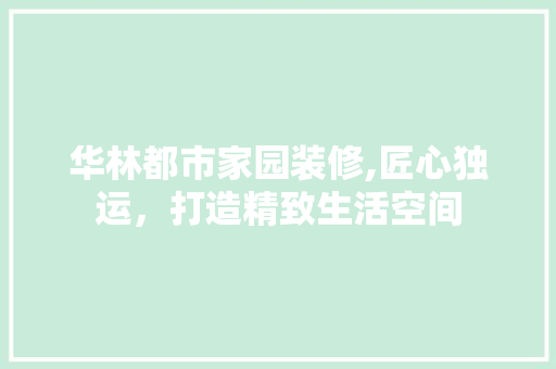 华林都市家园装修,匠心独运，打造精致生活空间 华林都市家园装修,匠心独运，打造精致生活空间 家居装饰