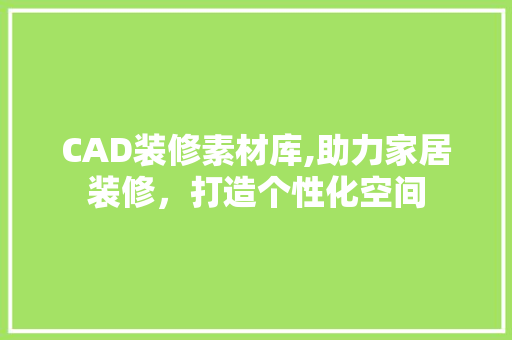 CAD装修素材库,助力家居装修，打造个性化空间 CAD装修素材库,助力家居装修，打造个性化空间 家居装饰