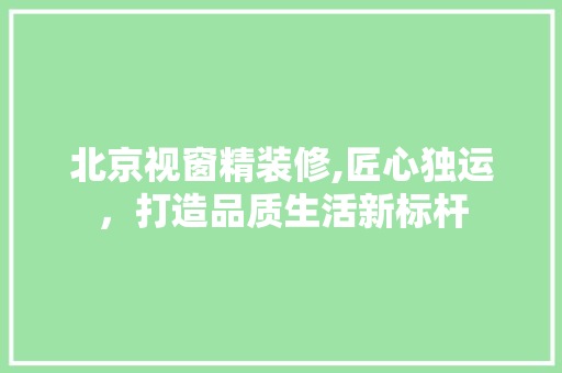 北京视窗精装修,匠心独运，打造品质生活新标杆 北京视窗精装修,匠心独运，打造品质生活新标杆 二手房