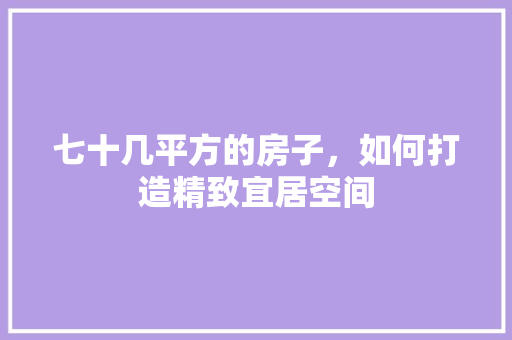七十几平方的房子，如何打造精致宜居空间 七十几平方的房子，如何打造精致宜居空间 二手房