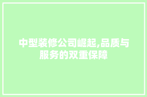 中型装修公司崛起,品质与服务的双重保障 中型装修公司崛起,品质与服务的双重保障 二手房