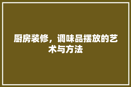 厨房装修，调味品摆放的艺术与方法