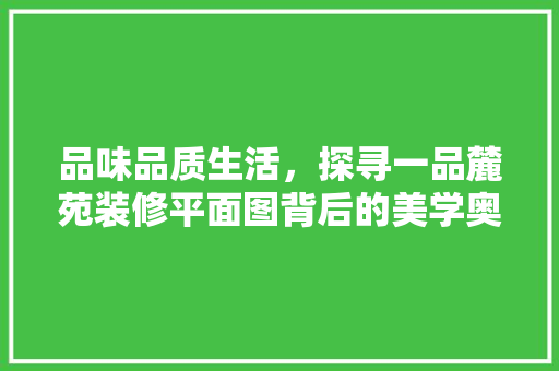 品味品质生活，探寻一品麓苑装修平面图背后的美学奥秘