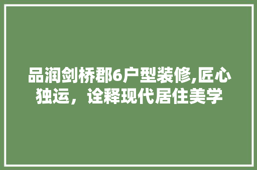 品润剑桥郡6户型装修,匠心独运，诠释现代居住美学
