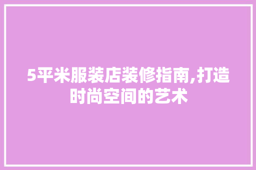 5平米服装店装修指南,打造时尚空间的艺术