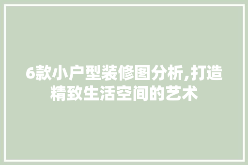 6款小户型装修图分析,打造精致生活空间的艺术