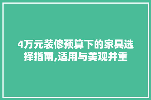 4万元装修预算下的家具选择指南,适用与美观并重 4万元装修预算下的家具选择指南,适用与美观并重 买房须知