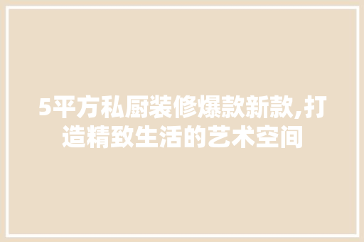 5平方私厨装修爆款新款,打造精致生活的艺术空间