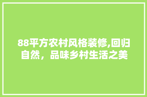 88平方农村风格装修,回归自然，品味乡村生活之美