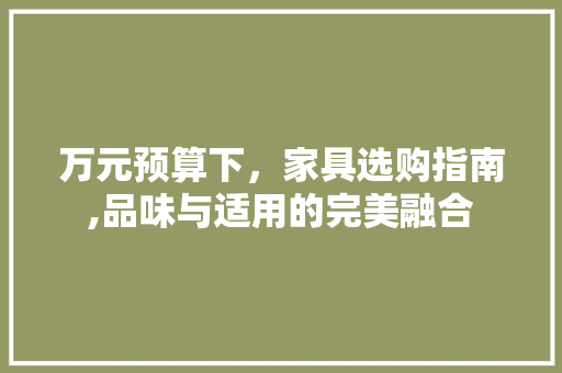 万元预算下，家具选购指南,品味与适用的完美融合