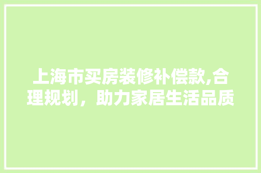 上海市买房装修补偿款,合理规划，助力家居生活品质提升