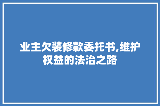 业主欠装修款委托书,维护权益的法治之路