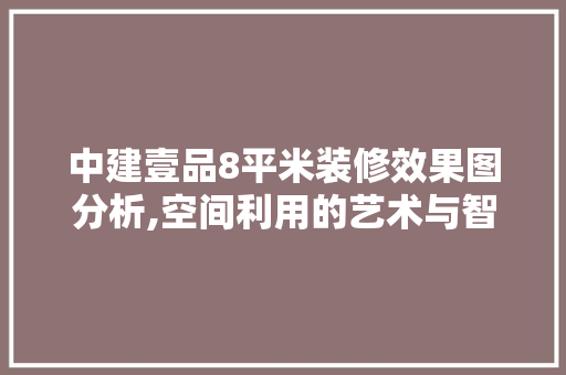 中建壹品8平米装修效果图分析,空间利用的艺术与智慧
