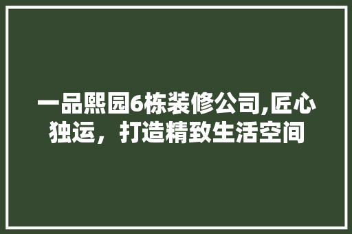 一品熙园6栋装修公司,匠心独运，打造精致生活空间