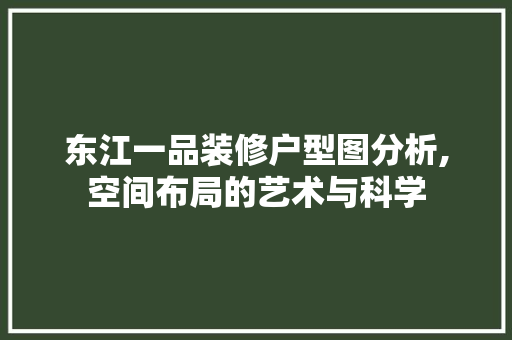 东江一品装修户型图分析,空间布局的艺术与科学 东江一品装修户型图分析,空间布局的艺术与科学 装修知识