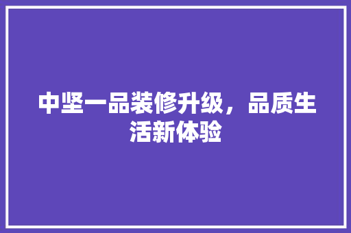 中坚一品装修升级，品质生活新体验 中坚一品装修升级，品质生活新体验 家居装饰