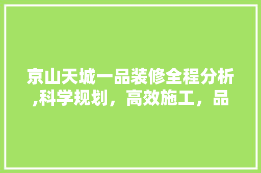 京山天城一品装修全程分析,科学规划，高效施工，品质生活一步到位