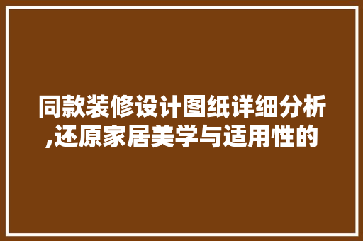同款装修设计图纸详细分析,还原家居美学与适用性的完美融合