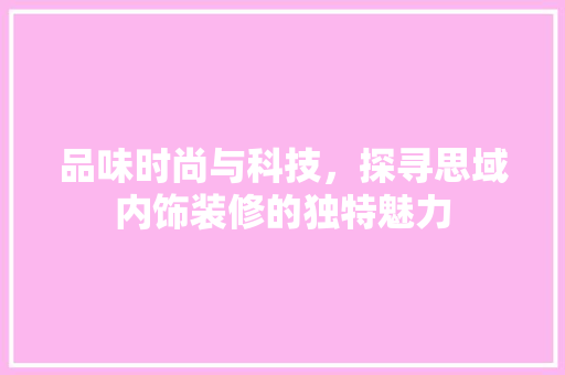 品味时尚与科技，探寻思域内饰装修的独特魅力