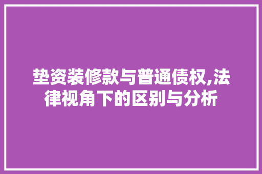 垫资装修款与普通债权,法律视角下的区别与分析