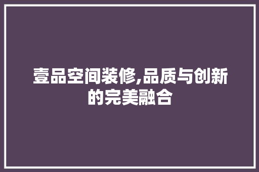 壹品空间装修,品质与创新的完美融合 壹品空间装修,品质与创新的完美融合 装修知识