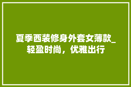 夏季西装修身外套女薄款_轻盈时尚，优雅出行