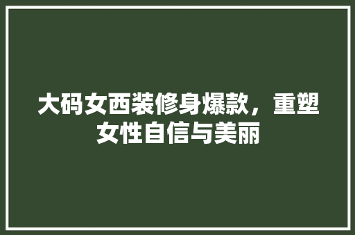 大码女西装修身爆款，重塑女性自信与美丽