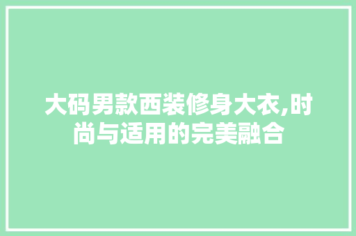 大码男款西装修身大衣,时尚与适用的完美融合