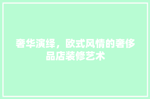 奢华演绎，欧式风情的奢侈品店装修艺术