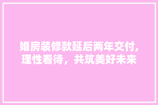 婚房装修款延后两年交付,理性看待，共筑美好未来