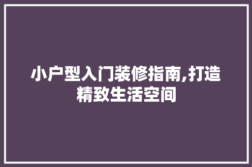 小户型入门装修指南,打造精致生活空间