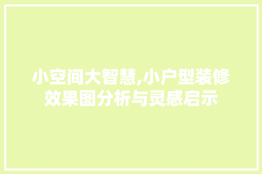 小空间大智慧,小户型装修效果图分析与灵感启示