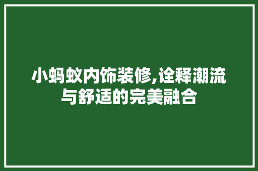 小蚂蚁内饰装修,诠释潮流与舒适的完美融合