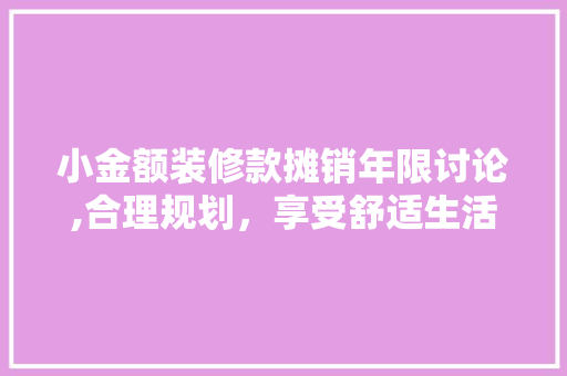 小金额装修款摊销年限讨论,合理规划，享受舒适生活