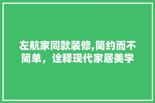 左航家同款装修,简约而不简单，诠释现代家居美学