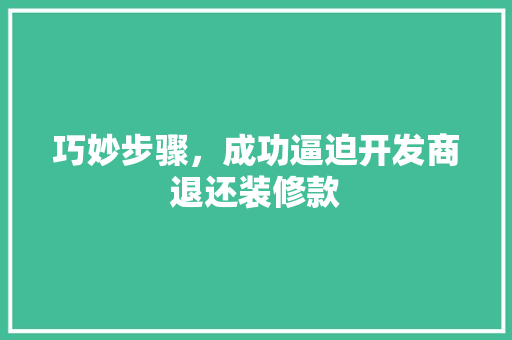 巧妙步骤，成功逼迫开发商退还装修款