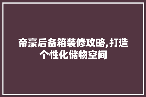 帝豪后备箱装修攻略,打造个性化储物空间，帝豪后备箱图片。