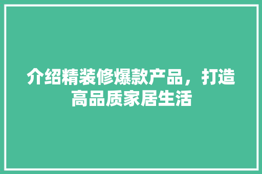 介绍精装修爆款产品，打造高品质家居生活