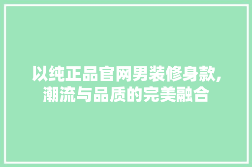 以纯正品官网男装修身款,潮流与品质的完美融合，以纯男装正品旗舰店。