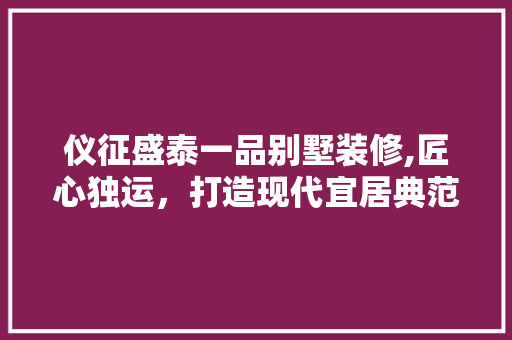 仪征盛泰一品别墅装修,匠心独运，打造现代宜居典范