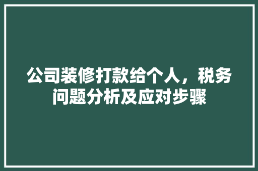 公司装修打款给个人，税务问题分析及应对步骤