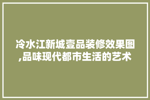 冷水江新城壹品装修效果图,品味现代都市生活的艺术空间
