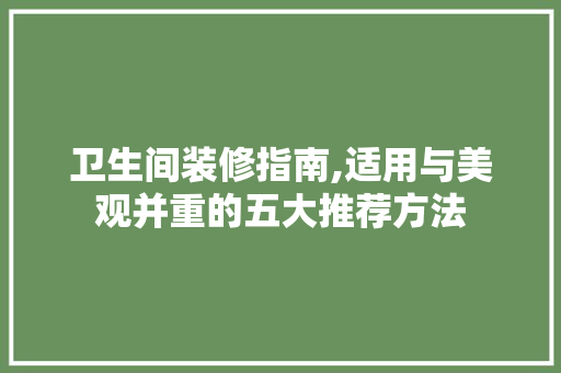 卫生间装修指南,适用与美观并重的五大推荐方法
