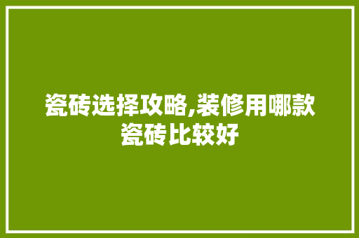 瓷砖选择攻略,装修用哪款瓷砖比较好 瓷砖选择攻略,装修用哪款瓷砖比较好 家居设计