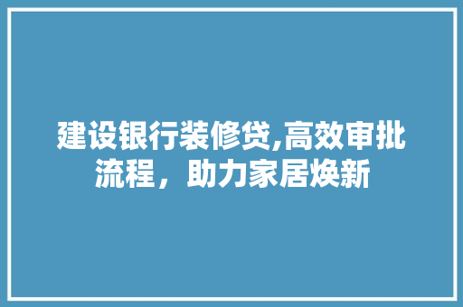 建设银行装修贷,高效审批流程，助力家居焕新