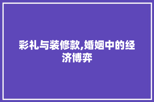 彩礼与装修款,婚姻中的经济博弈