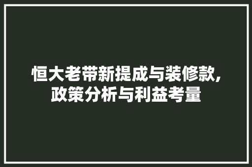 恒大老带新提成与装修款,政策分析与利益考量