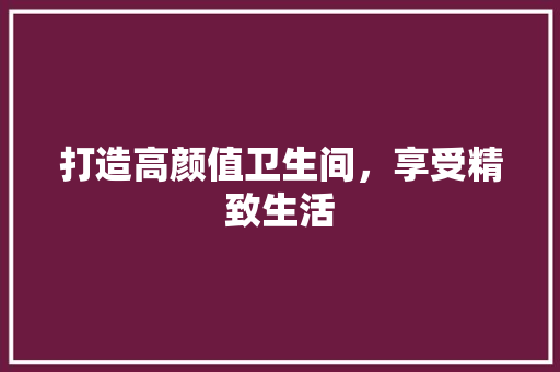 打造高颜值卫生间，享受精致生活
